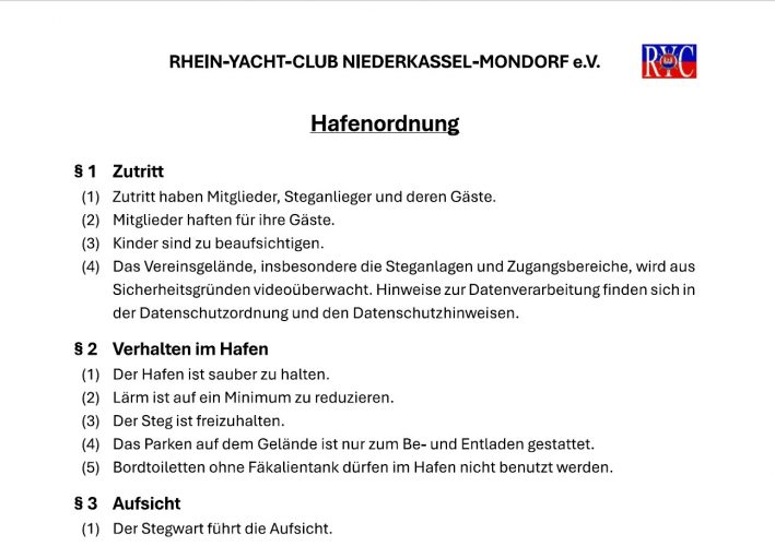 Screenshot Hafenordnung